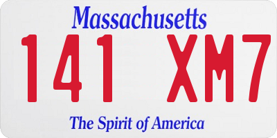 MA license plate 141XM7