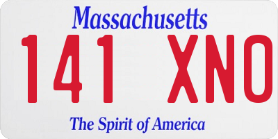 MA license plate 141XN0