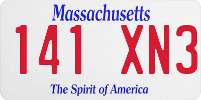 MA license plate 141XN3