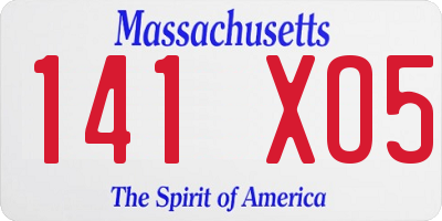 MA license plate 141XO5