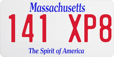 MA license plate 141XP8