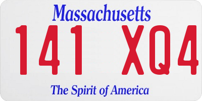 MA license plate 141XQ4