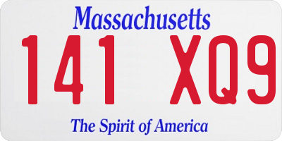 MA license plate 141XQ9