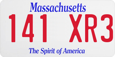 MA license plate 141XR3