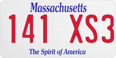MA license plate 141XS3