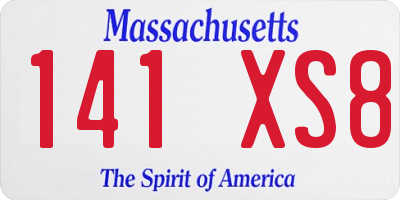 MA license plate 141XS8