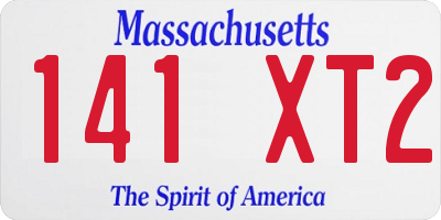 MA license plate 141XT2