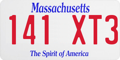 MA license plate 141XT3