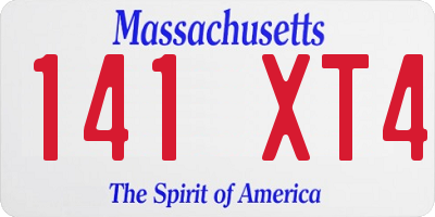 MA license plate 141XT4