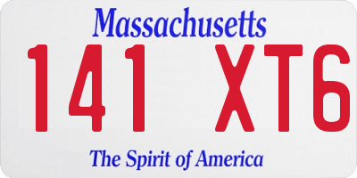 MA license plate 141XT6