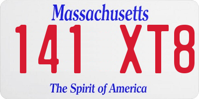 MA license plate 141XT8