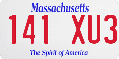 MA license plate 141XU3