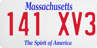 MA license plate 141XV3