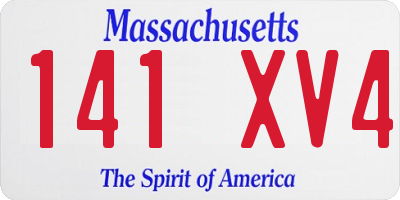 MA license plate 141XV4