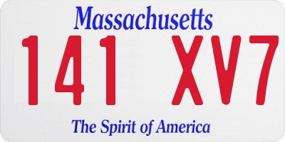 MA license plate 141XV7