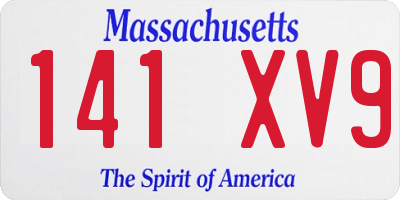 MA license plate 141XV9
