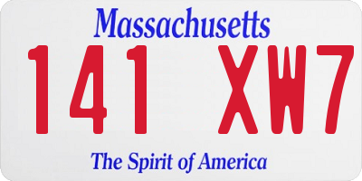 MA license plate 141XW7