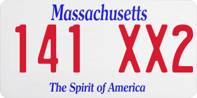 MA license plate 141XX2