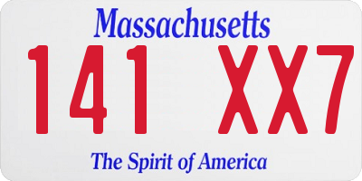 MA license plate 141XX7