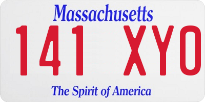 MA license plate 141XY0