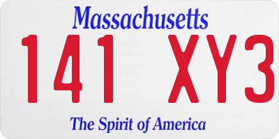 MA license plate 141XY3