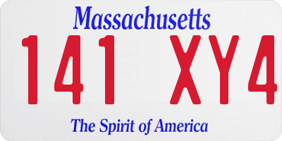 MA license plate 141XY4