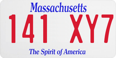 MA license plate 141XY7