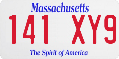 MA license plate 141XY9