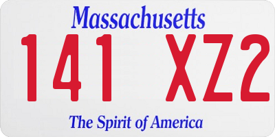 MA license plate 141XZ2