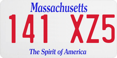 MA license plate 141XZ5