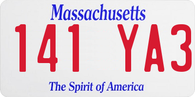 MA license plate 141YA3