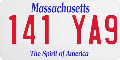 MA license plate 141YA9