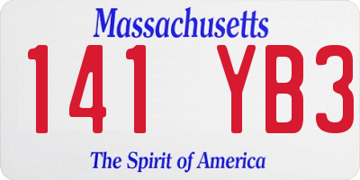 MA license plate 141YB3
