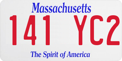 MA license plate 141YC2