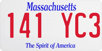 MA license plate 141YC3