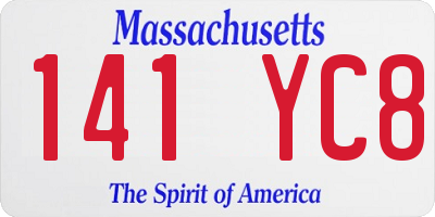 MA license plate 141YC8