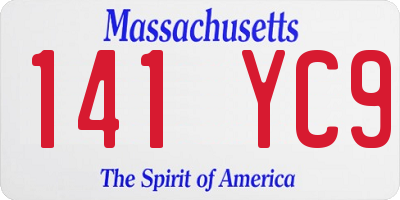 MA license plate 141YC9