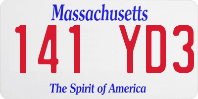 MA license plate 141YD3
