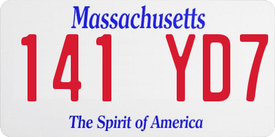 MA license plate 141YD7