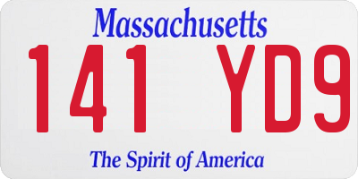 MA license plate 141YD9