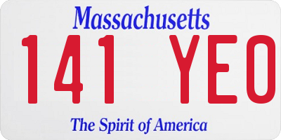 MA license plate 141YE0