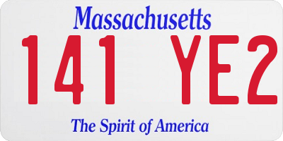 MA license plate 141YE2