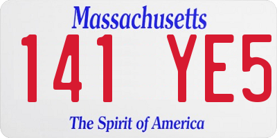 MA license plate 141YE5