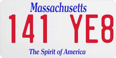 MA license plate 141YE8
