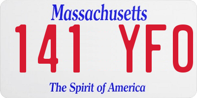 MA license plate 141YF0