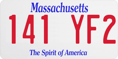 MA license plate 141YF2