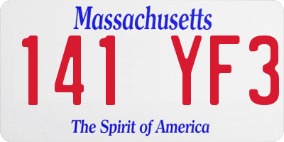 MA license plate 141YF3