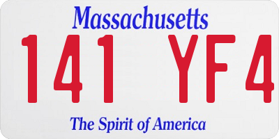 MA license plate 141YF4