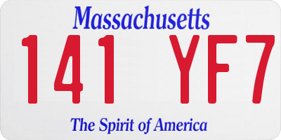 MA license plate 141YF7