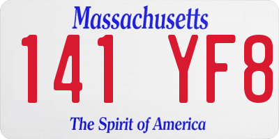 MA license plate 141YF8